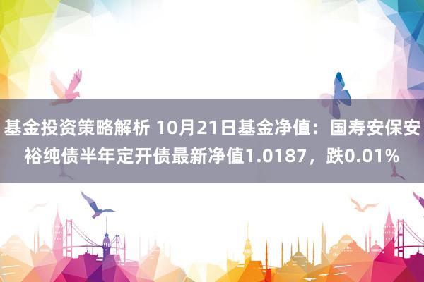 基金投资策略解析 10月21日基金净值：国寿安保安裕纯债半年定开债最新净值1.0187，跌0.01%