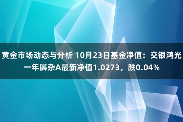 黄金市场动态与分析 10月23日基金净值：交银鸿光一年羼杂A最新净值1.0273，跌0.04%