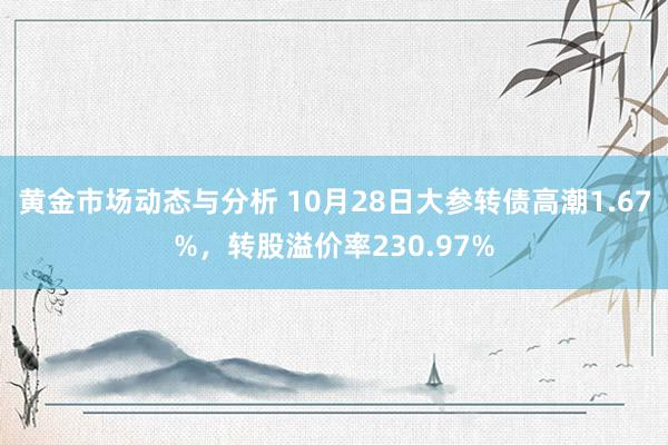 黄金市场动态与分析 10月28日大参转债高潮1.67%，转股溢价率230.97%