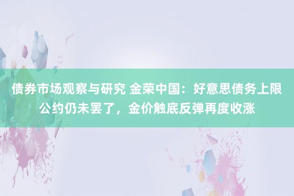 债券市场观察与研究 金荣中国：好意思债务上限公约仍未罢了，金价触底反弹再度收涨