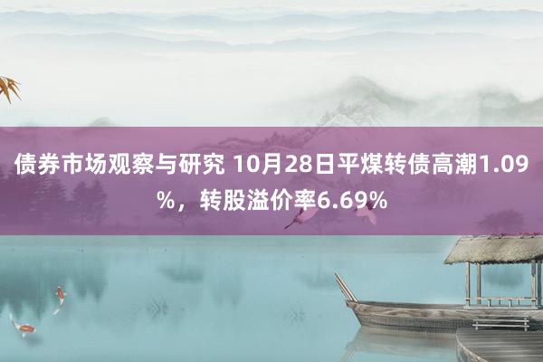 债券市场观察与研究 10月28日平煤转债高潮1.09%，转股溢价率6.69%