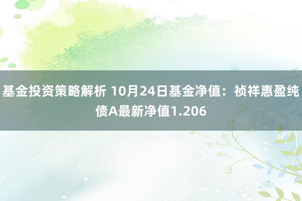 基金投资策略解析 10月24日基金净值：祯祥惠盈纯债A最新净值1.206