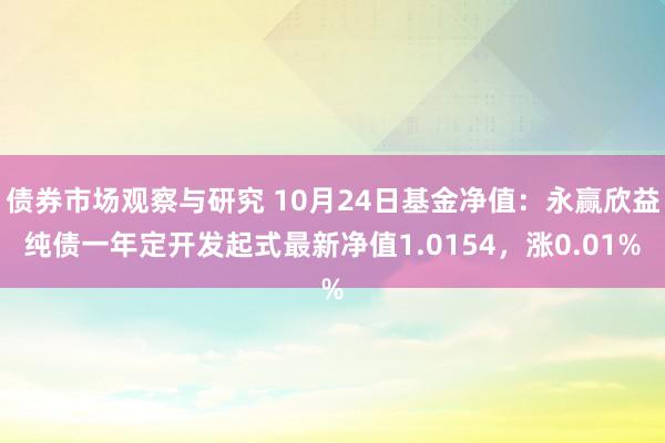 债券市场观察与研究 10月24日基金净值：永赢欣益纯债一年定开发起式最新净值1.0154，涨0.01%