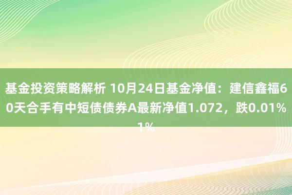 基金投资策略解析 10月24日基金净值：建信鑫福60天合手有中短债债券A最新净值1.072，跌0.01%