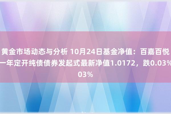 黄金市场动态与分析 10月24日基金净值：百嘉百悦一年定开纯债债券发起式最新净值1.0172，跌0.03%