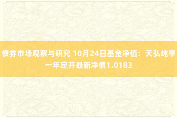 债券市场观察与研究 10月24日基金净值：天弘纯享一年定开最新净值1.0183