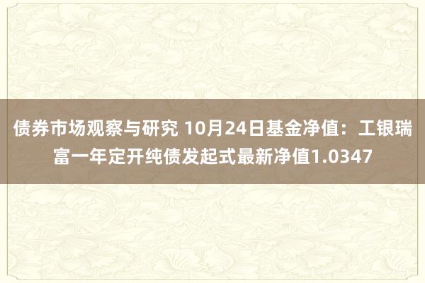 债券市场观察与研究 10月24日基金净值：工银瑞富一年定开纯债发起式最新净值1.0347