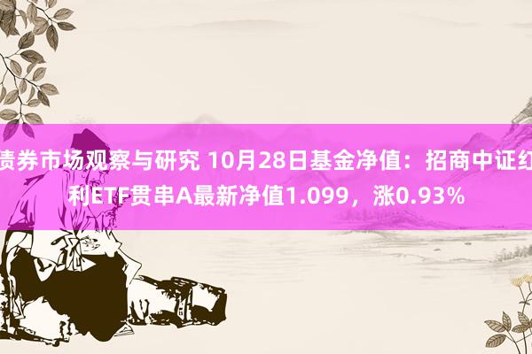 债券市场观察与研究 10月28日基金净值：招商中证红利ETF贯串A最新净值1.099，涨0.93%