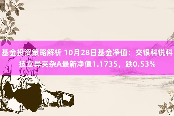 基金投资策略解析 10月28日基金净值：交银科锐科技立异夹杂A最新净值1.1735，跌0.53%