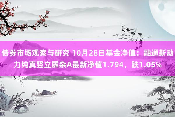 债券市场观察与研究 10月28日基金净值：融通新动力纯真竖立羼杂A最新净值1.794，跌1.05%