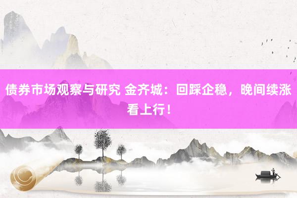 债券市场观察与研究 金齐城：回踩企稳，晚间续涨看上行！