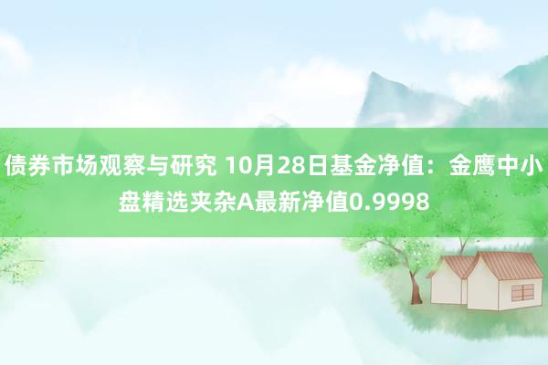 债券市场观察与研究 10月28日基金净值：金鹰中小盘精选夹杂A最新净值0.9998