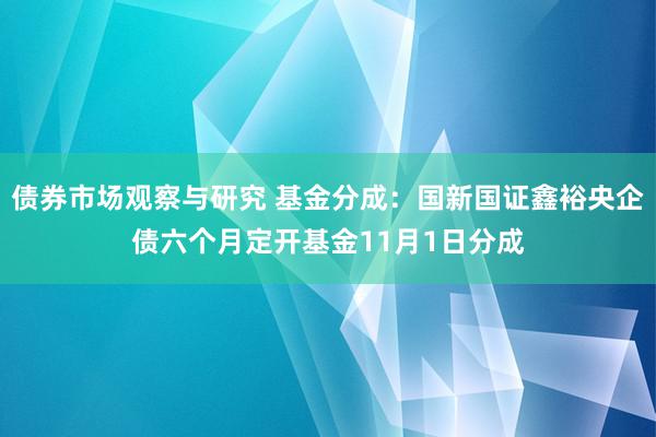 债券市场观察与研究 基金分成：国新国证鑫裕央企债六个月定开基金11月1日分成