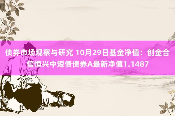 债券市场观察与研究 10月29日基金净值：创金合信恒兴中短债债券A最新净值1.1487