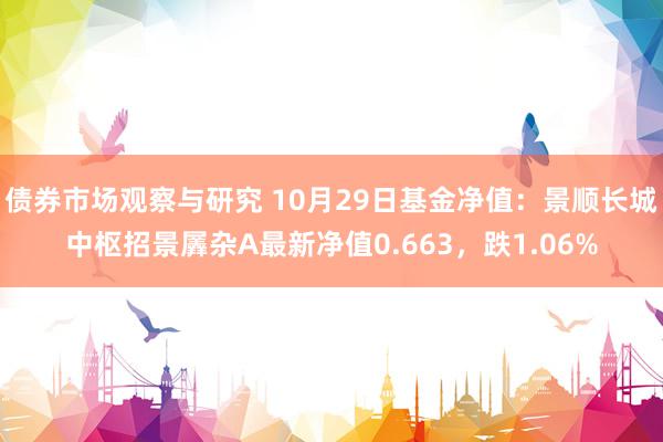 债券市场观察与研究 10月29日基金净值：景顺长城中枢招景羼杂A最新净值0.663，跌1.06%