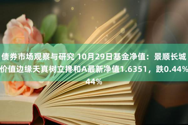 债券市场观察与研究 10月29日基金净值：景顺长城价值边缘天真树立搀和A最新净值1.6351，跌0.44%