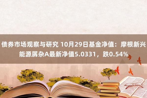 债券市场观察与研究 10月29日基金净值：摩根新兴能源羼杂A最新净值5.0331，跌0.54%