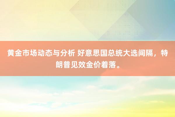 黄金市场动态与分析 好意思国总统大选间隔，特朗普见效金价着落。