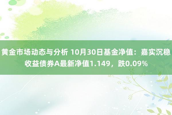 黄金市场动态与分析 10月30日基金净值：嘉实沉稳收益债券A最新净值1.149，跌0.09%