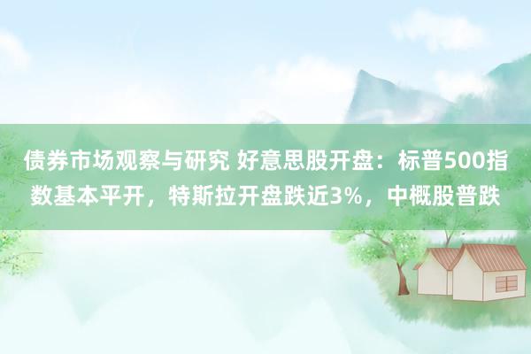 债券市场观察与研究 好意思股开盘：标普500指数基本平开，特斯拉开盘跌近3%，中概股普跌