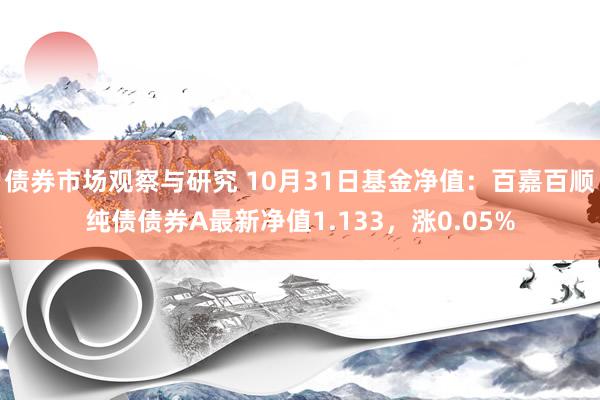 债券市场观察与研究 10月31日基金净值：百嘉百顺纯债债券A最新净值1.133，涨0.05%