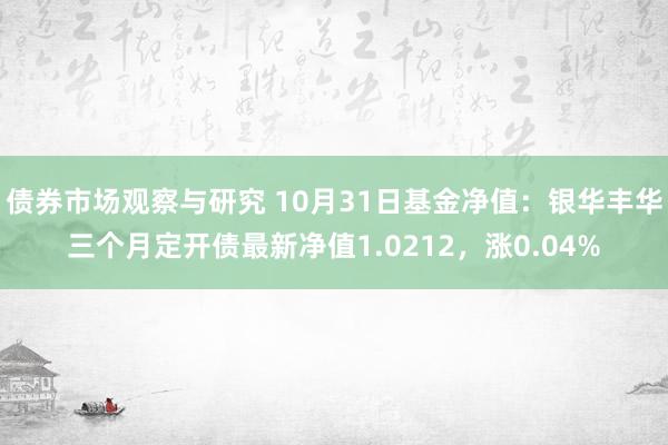 债券市场观察与研究 10月31日基金净值：银华丰华三个月定开债最新净值1.0212，涨0.04%