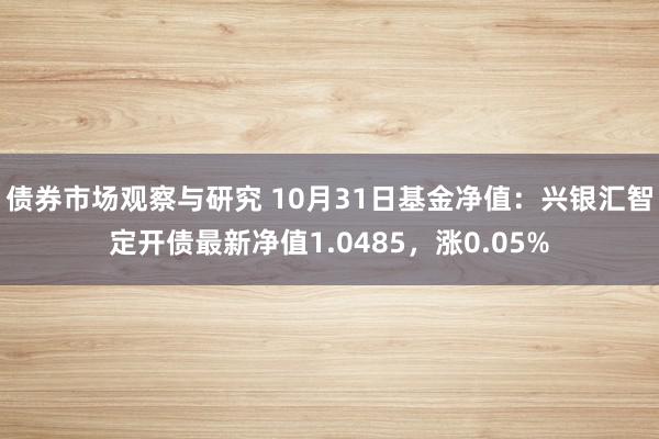 债券市场观察与研究 10月31日基金净值：兴银汇智定开债最新净值1.0485，涨0.05%