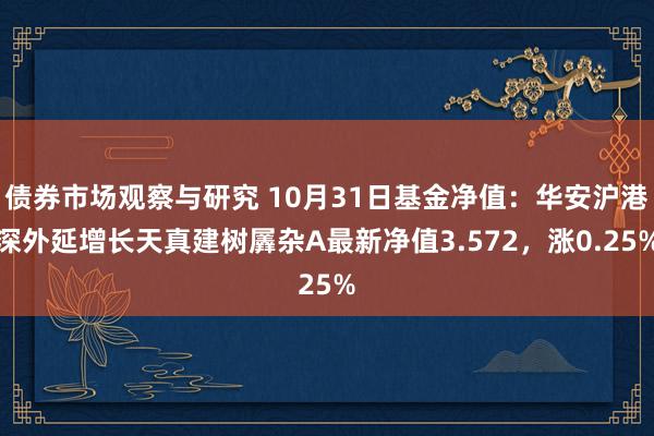 债券市场观察与研究 10月31日基金净值：华安沪港深外延增长天真建树羼杂A最新净值3.572，涨0.25%