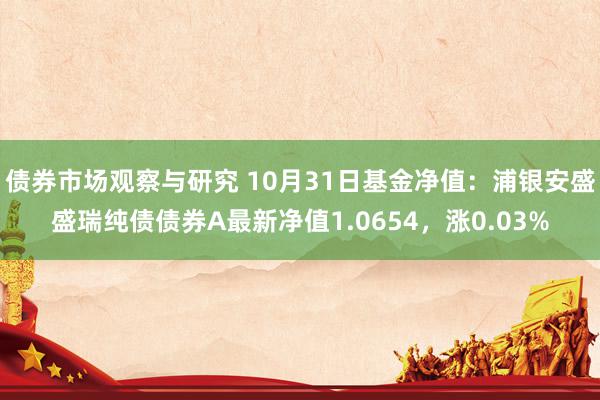 债券市场观察与研究 10月31日基金净值：浦银安盛盛瑞纯债债券A最新净值1.0654，涨0.03%