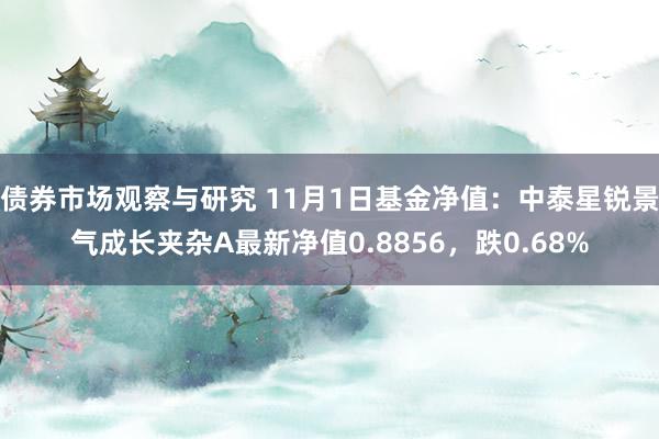 债券市场观察与研究 11月1日基金净值：中泰星锐景气成长夹杂A最新净值0.8856，跌0.68%