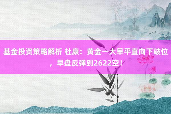 基金投资策略解析 杜康：黄金一大早平直向下破位，早盘反弹到2622空！