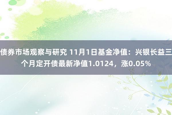 债券市场观察与研究 11月1日基金净值：兴银长益三个月定开债最新净值1.0124，涨0.05%