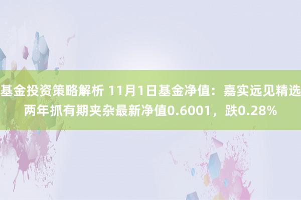 基金投资策略解析 11月1日基金净值：嘉实远见精选两年抓有期夹杂最新净值0.6001，跌0.28%