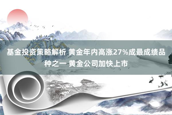 基金投资策略解析 黄金年内高涨27%成最成绩品种之一 黄金公司加快上市