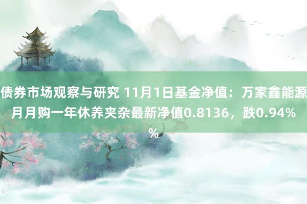 债券市场观察与研究 11月1日基金净值：万家鑫能源月月购一年休养夹杂最新净值0.8136，跌0.94%