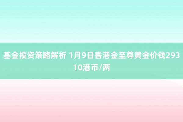 基金投资策略解析 1月9日香港金至尊黄金价钱29310港币/两