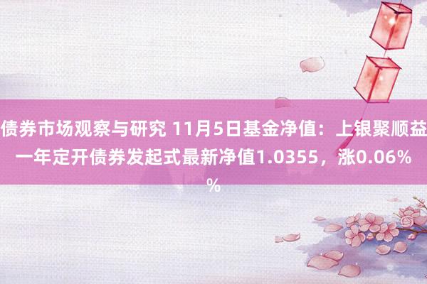 债券市场观察与研究 11月5日基金净值：上银聚顺益一年定开债券发起式最新净值1.0355，涨0.06%