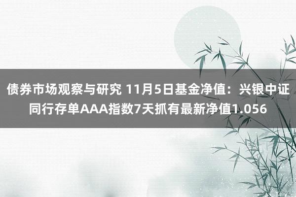 债券市场观察与研究 11月5日基金净值：兴银中证同行存单AAA指数7天抓有最新净值1.056