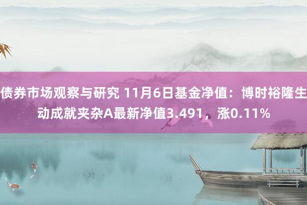 债券市场观察与研究 11月6日基金净值：博时裕隆生动成就夹杂A最新净值3.491，涨0.11%