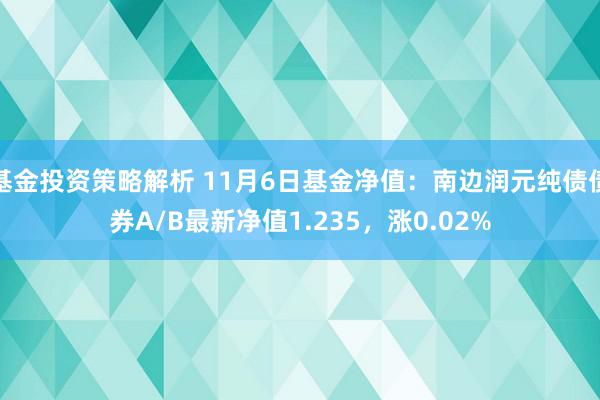 基金投资策略解析 11月6日基金净值：南边润元纯债债券A/B最新净值1.235，涨0.02%