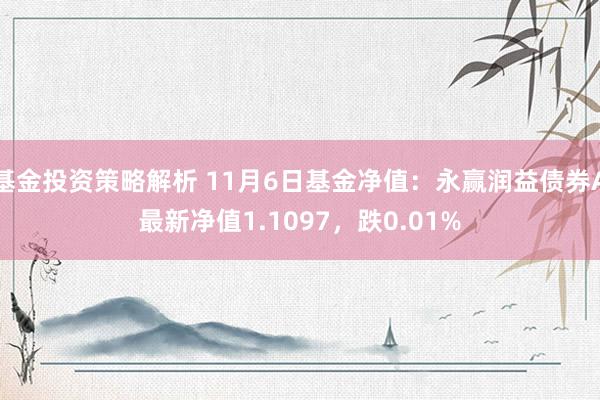 基金投资策略解析 11月6日基金净值：永赢润益债券A最新净值1.1097，跌0.01%