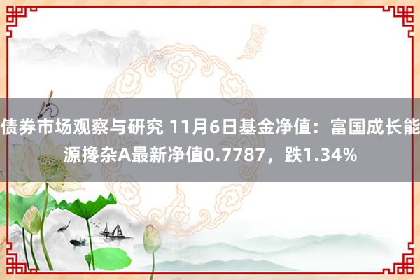 债券市场观察与研究 11月6日基金净值：富国成长能源搀杂A最新净值0.7787，跌1.34%