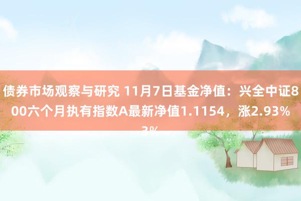 债券市场观察与研究 11月7日基金净值：兴全中证800六个月执有指数A最新净值1.1154，涨2.93%