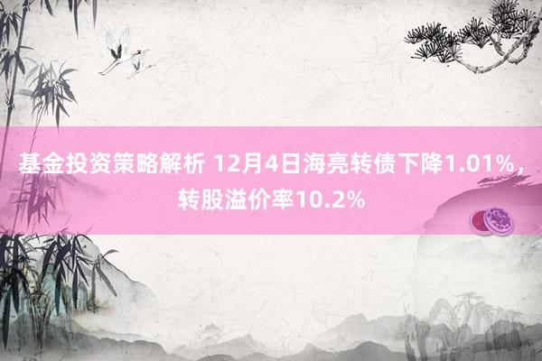 基金投资策略解析 12月4日海亮转债下降1.01%，转股溢价率10.2%