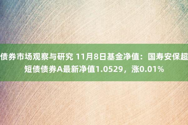 债券市场观察与研究 11月8日基金净值：国寿安保超短债债券A最新净值1.0529，涨0.01%