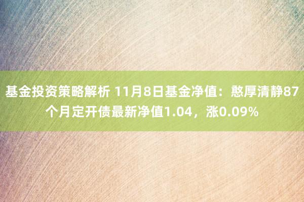 基金投资策略解析 11月8日基金净值：憨厚清静87个月定开债最新净值1.04，涨0.09%