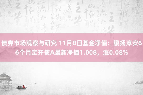 债券市场观察与研究 11月8日基金净值：鹏扬淳安66个月定开债A最新净值1.008，涨0.08%