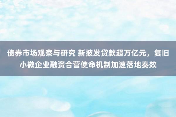 债券市场观察与研究 新披发贷款超万亿元，复旧小微企业融资合营使命机制加速落地奏效