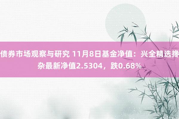 债券市场观察与研究 11月8日基金净值：兴全精选搀杂最新净值2.5304，跌0.68%