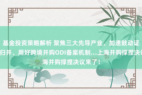 基金投资策略解析 聚焦三大先导产业、加速鼓动证券公司归并、用好跨境并购ODI备案机制...上海并购撑捏决议来了！